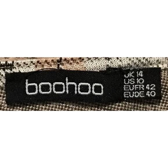 Boohoo Plaid Dress White Brown Tan Checkered Womens Size US 10 UK 14 - Picture 4 of 4